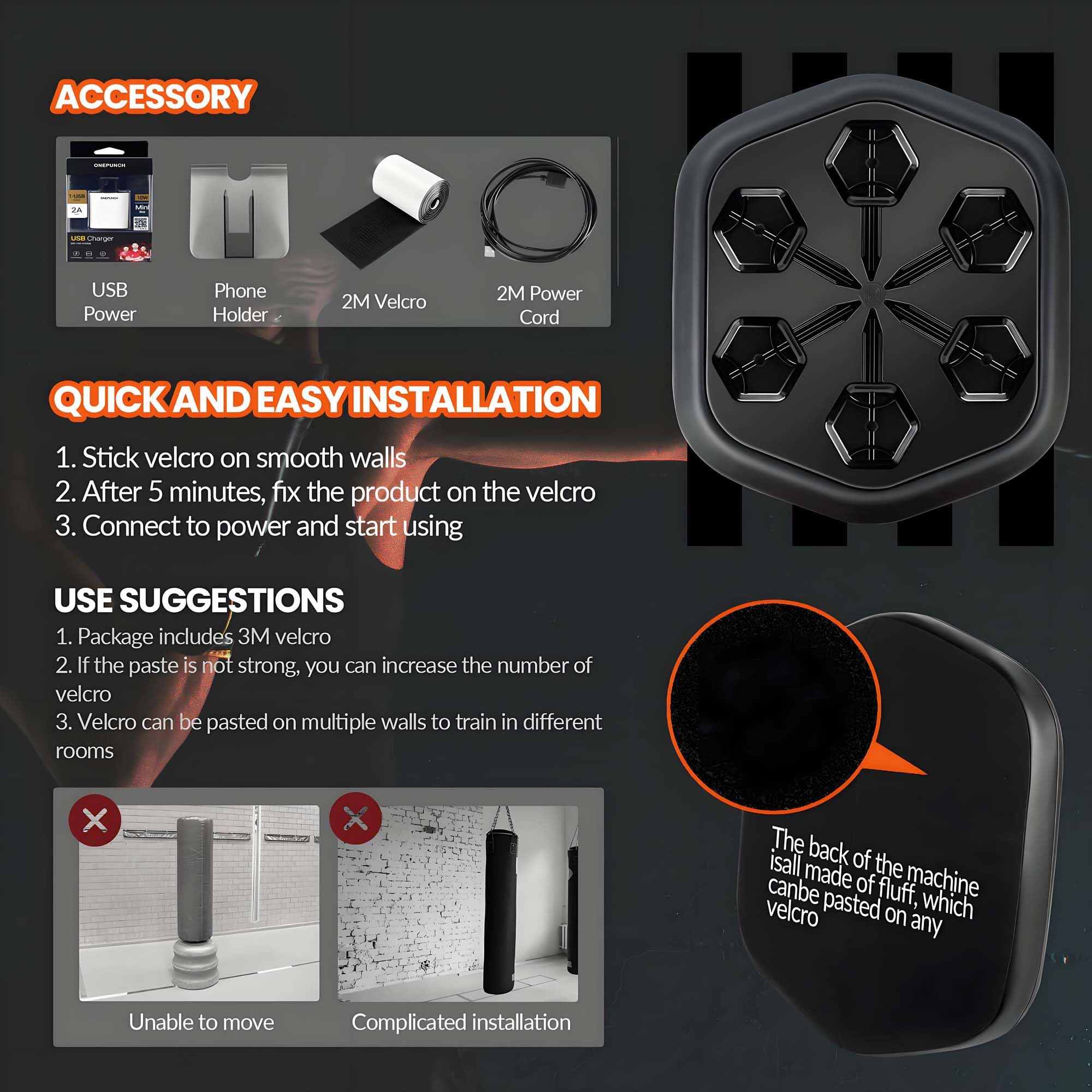 Amazon.com : ONEPUNCH Music Boxing Machine Wall Mounted, Smart